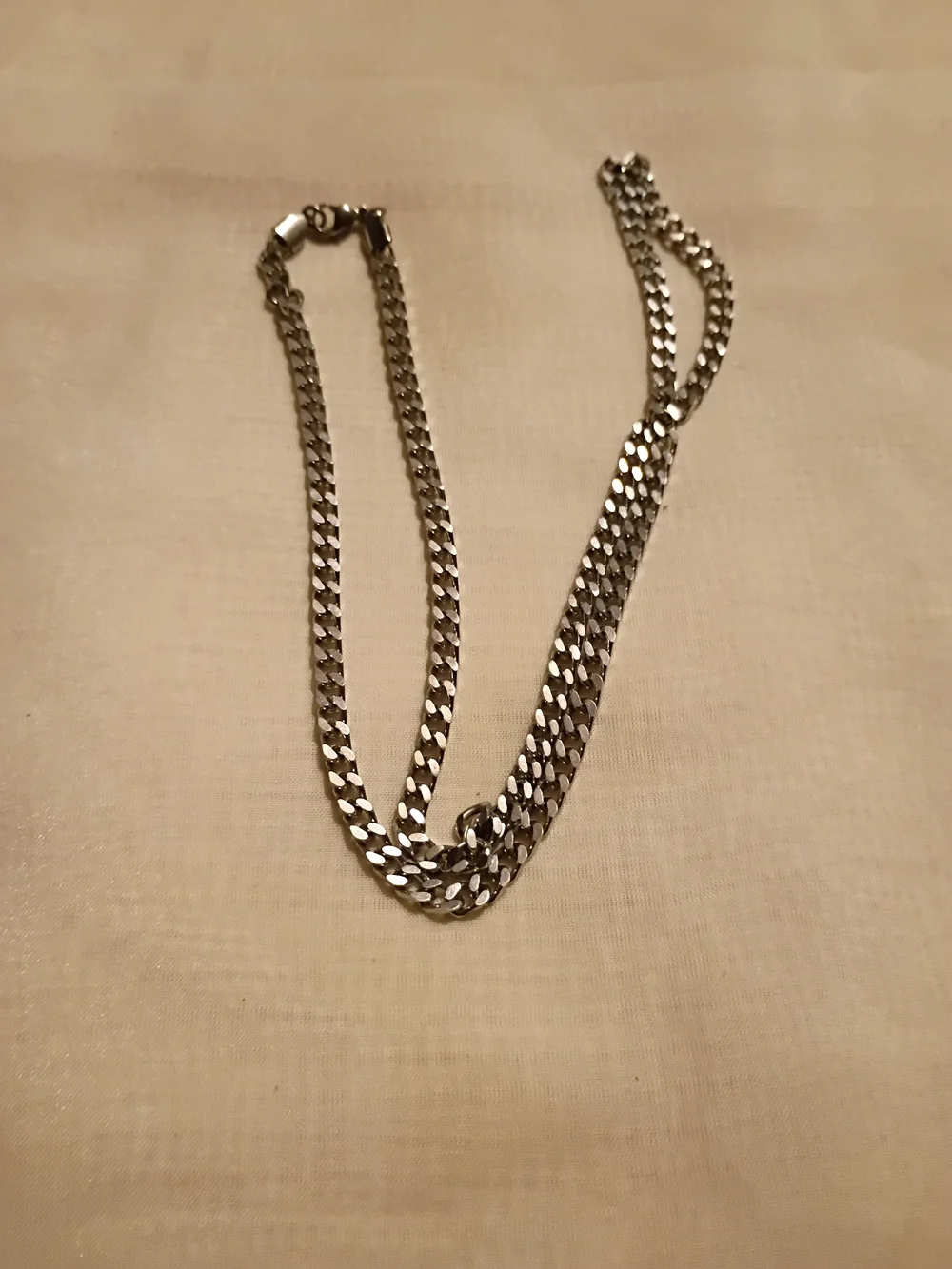 Men's Polished Silver Curb Chain Necklace